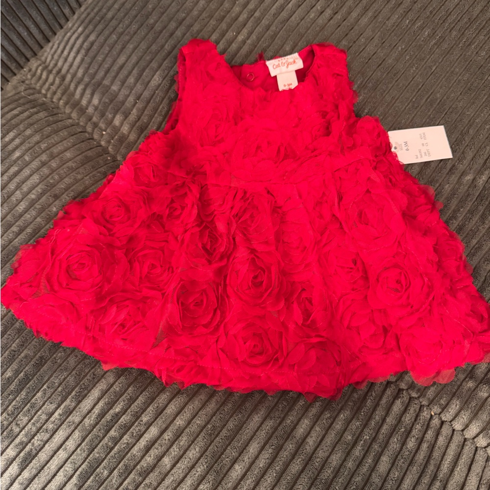 NWT 0-3m Cat & Jack Red Rose Dress